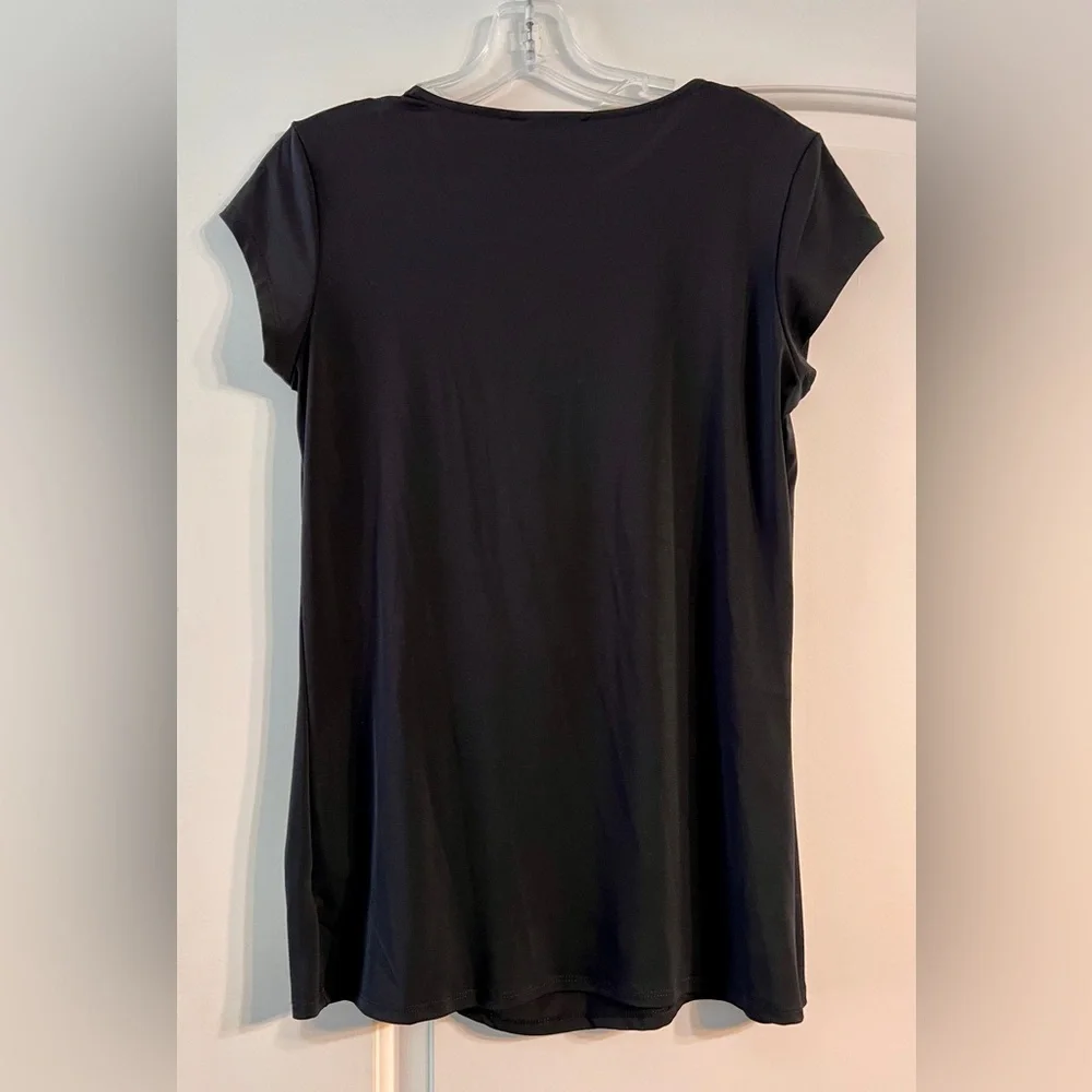 Halston Side Twist Knot Top Womens Medium Black NWT Cap Sleeve